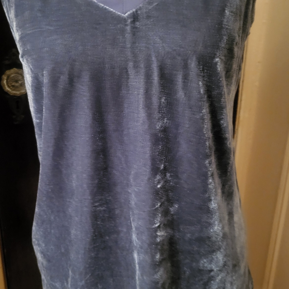Gray Velvet Sleeveless Top